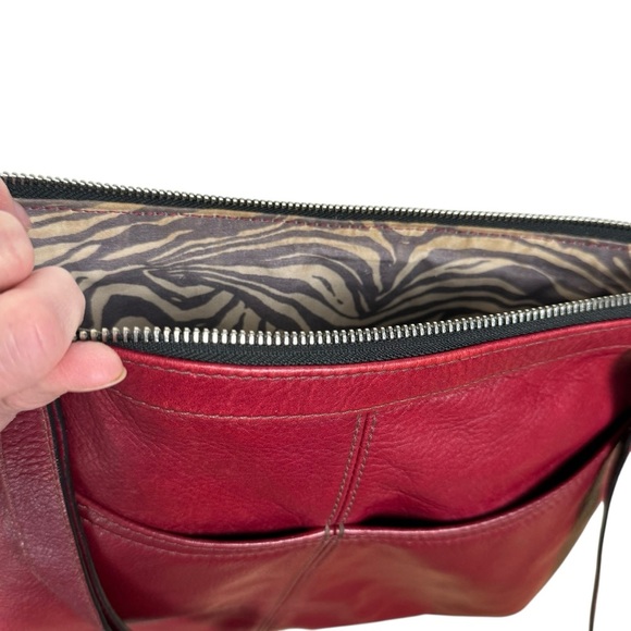 Y2K Brighton Bowie Red Leather Studded Shoulder Bag with Silver Heart Charm - Picture 11 of 16